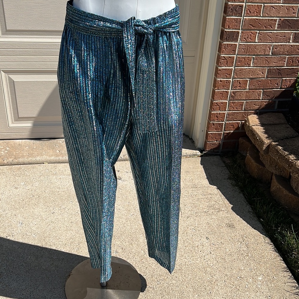 Disco 70s sparkle striped lightweight pants size small - Picture 3 of 17